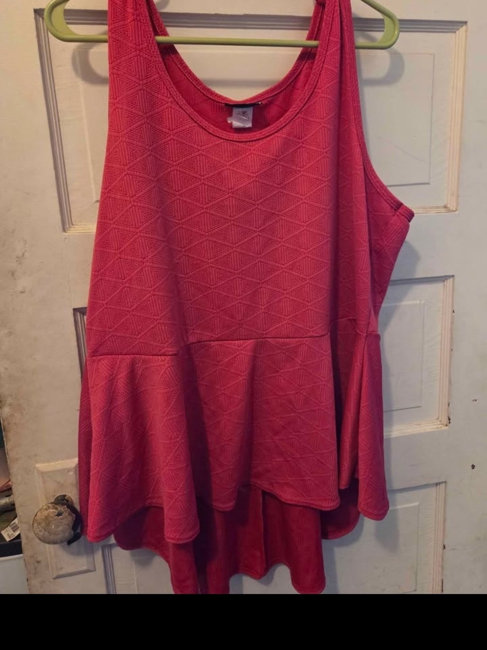 Textured Peplum Tank Top in Coral Pink